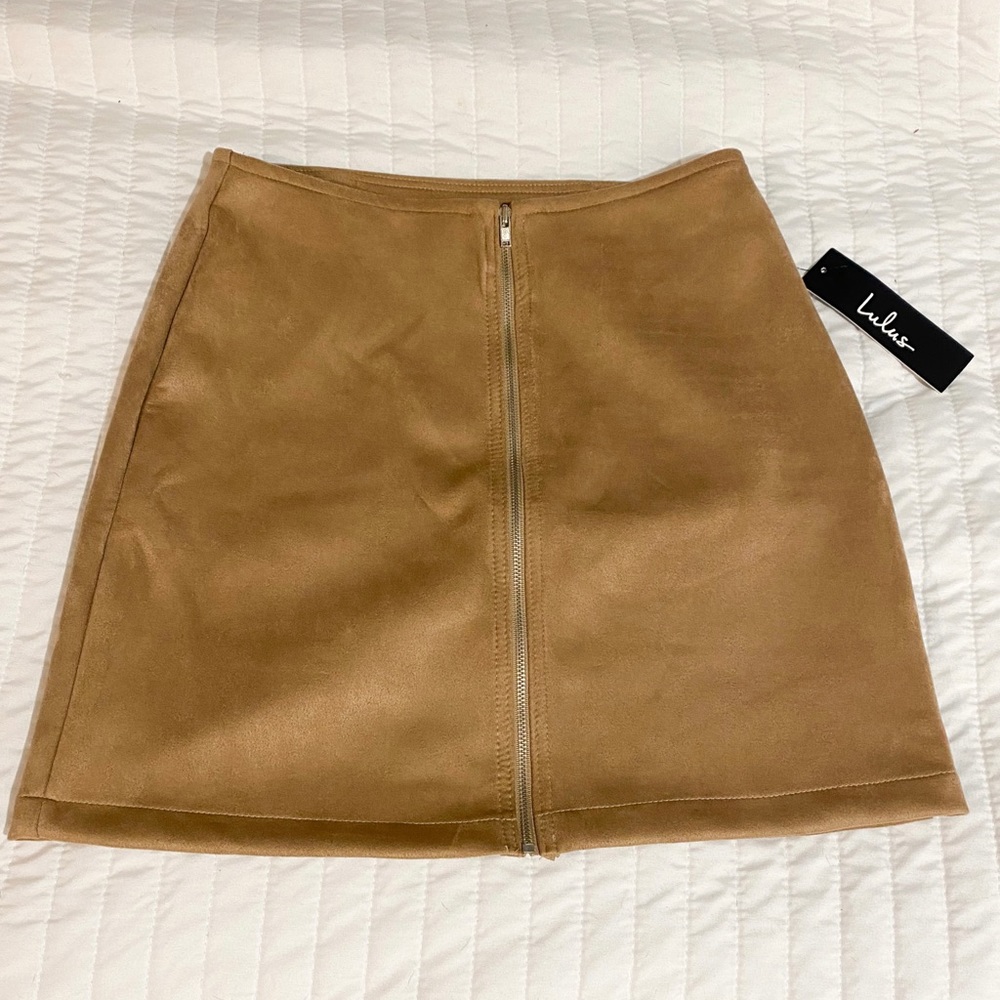 Lulus suede mini skirt tan
